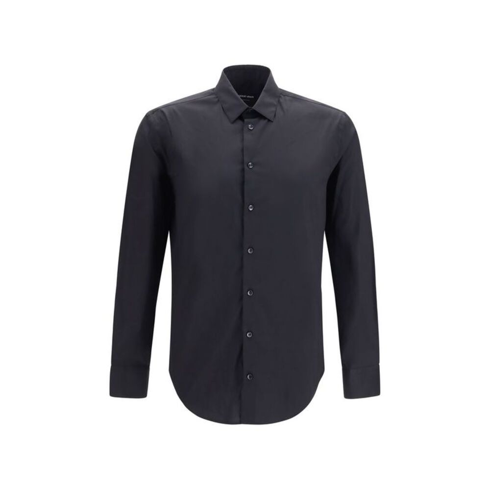 Giorgio Armani Black Cotton Dress Men's Shirt